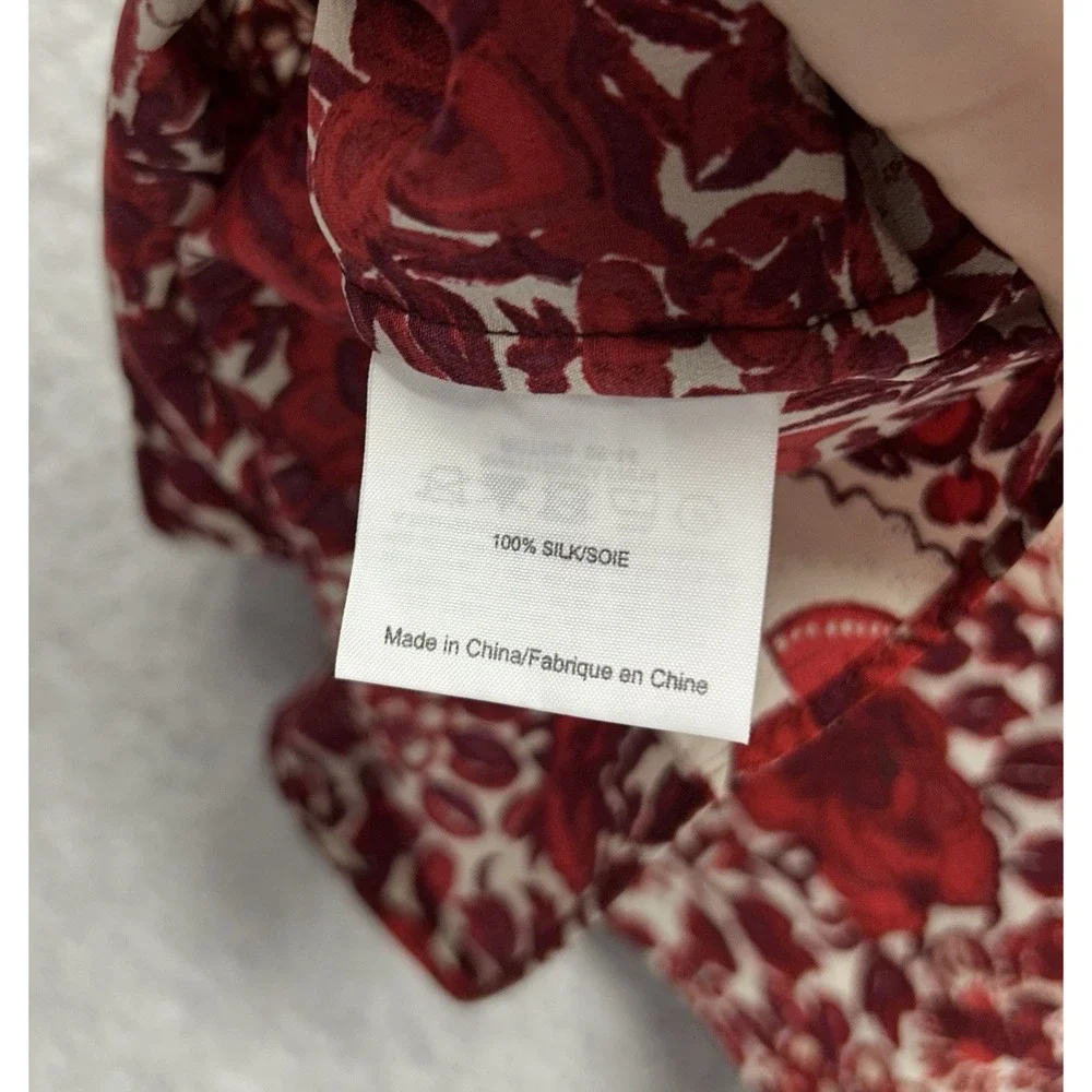Tory Burch Womens Size 8 Meg Floral Butterfly Silk Button Up Top (K4)